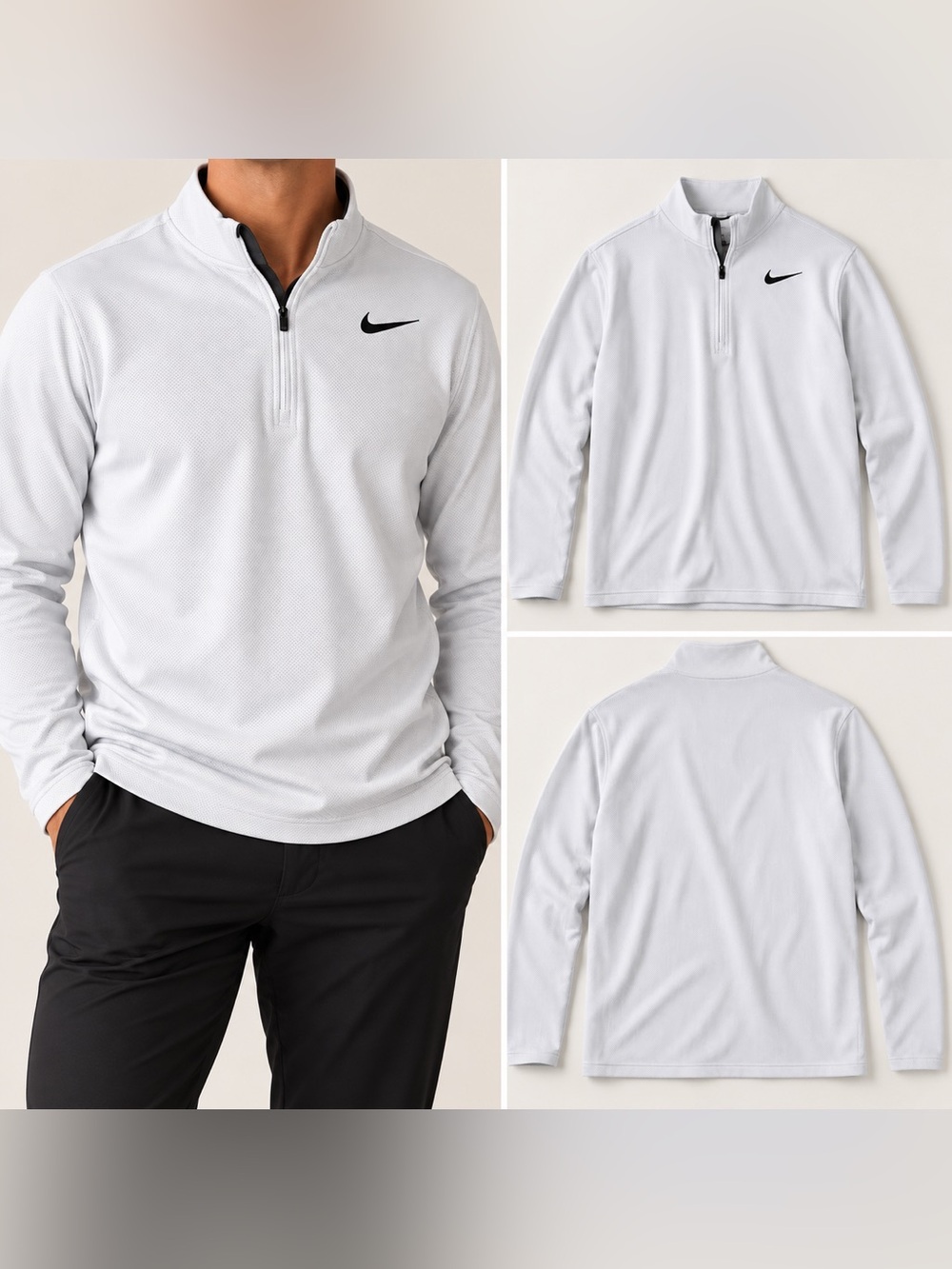 Nike Victory Dri-FIT 1/2 Zip Golf Pullover Men’s L White Therma Flex
